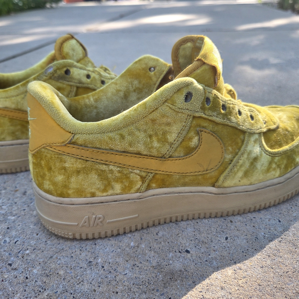 Gold Velvet Nike Air Force 1 Sneakers